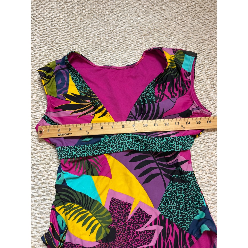 Bleu rod beattie animal party Print V-Neck Cap Sleeve One Piece Swimsuit size 10 - Picture 8 of 9